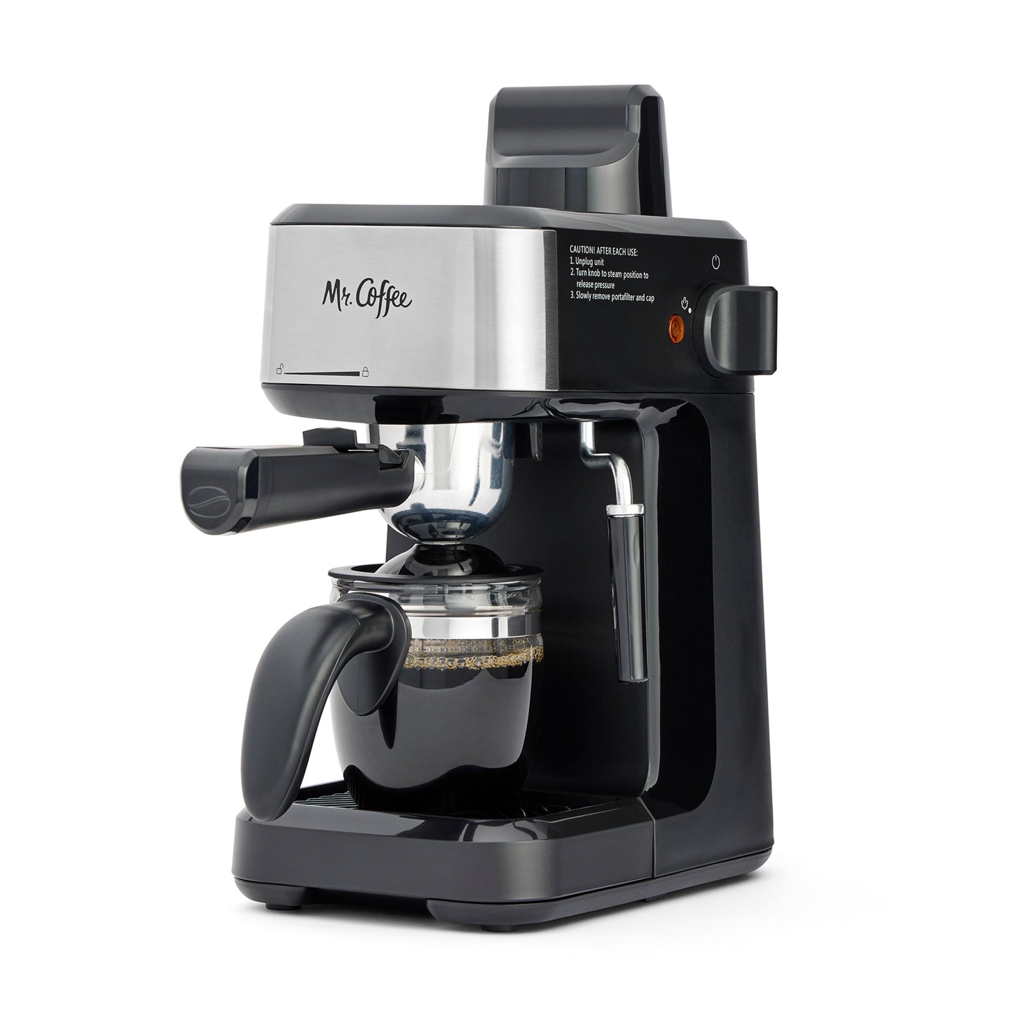 ® 4-Shot Steam Espresso Machine, Cappuccino Maker, and Latte Maker with Glass Carafe