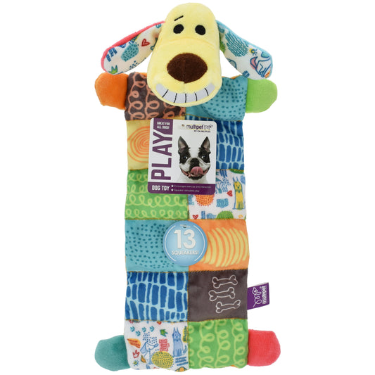 Plush Dog Toy - Smiling Loofa Mat, 12 Inches with 13 Squeakers