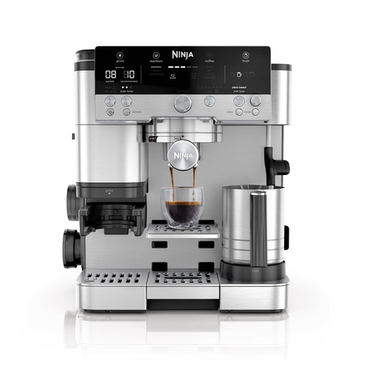 Luxe Cafe Premier Series, Stainless Steel Espresso Machine and Drip Coffee Maker with Integrated Coffee Grinder and Milk Frother, ES601