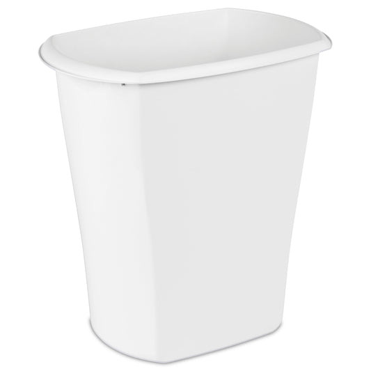 10 Gallon Rectangular Wastebasket, Large Open Plastic Trash Can for Kitchen, White