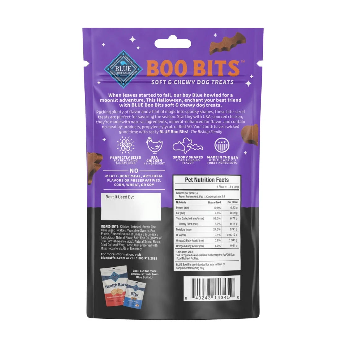 Boo Bits Soft & Chewy Halloween Dog Treats with Tasty Chicken Recipe, 4.5 oz