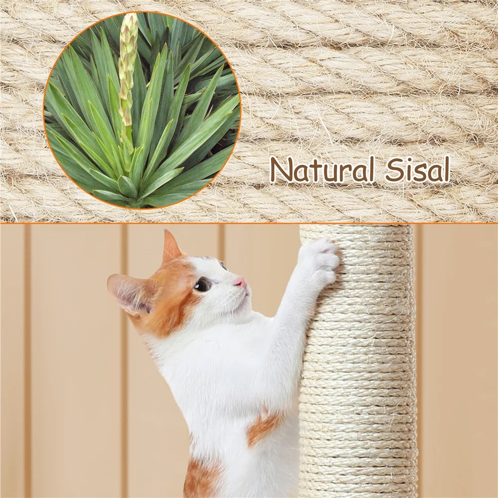 33.4" Double Condo Plush Cat Tree with Scratching Posts in Black