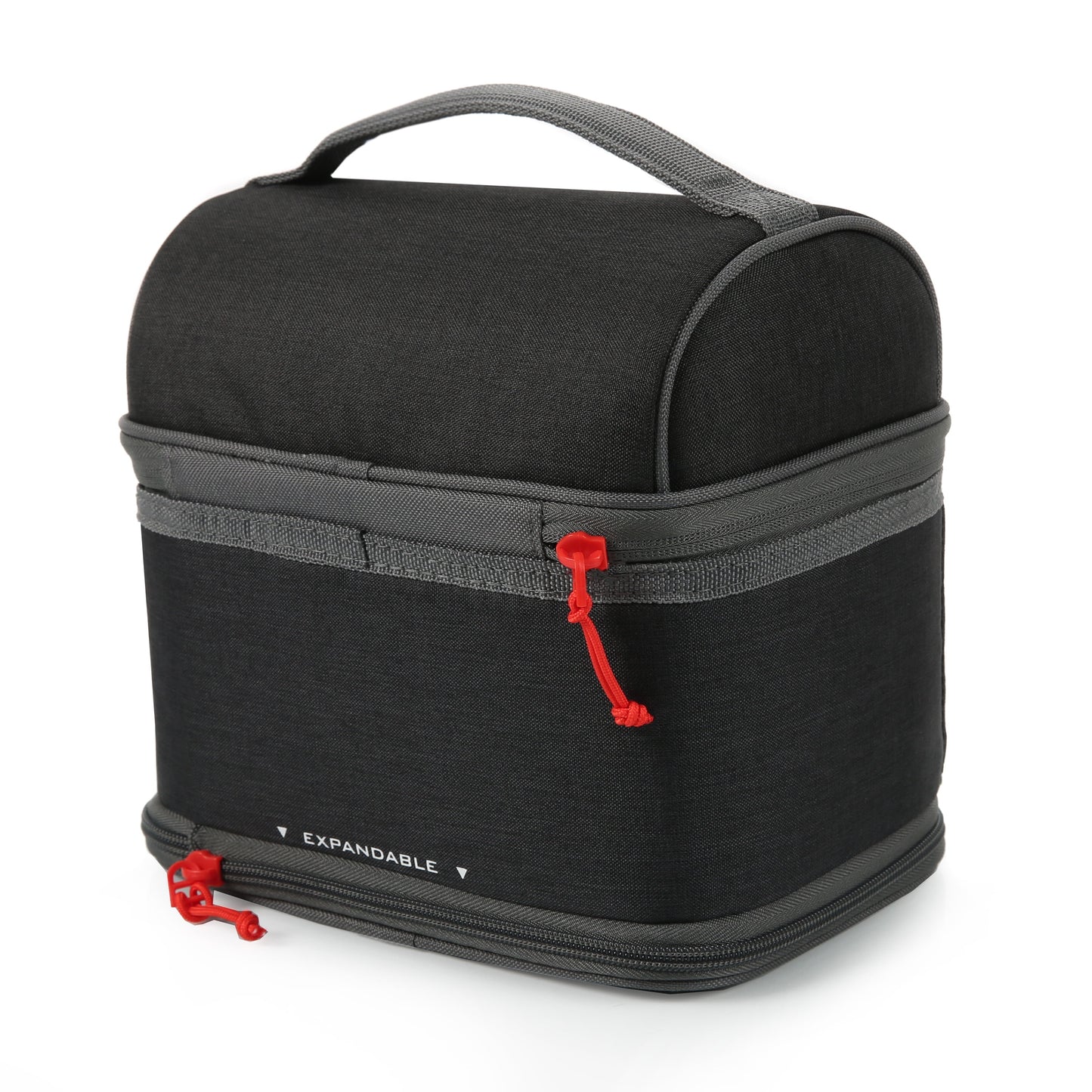 Expandable Lunch Box with Ice Pack, Black/Gray