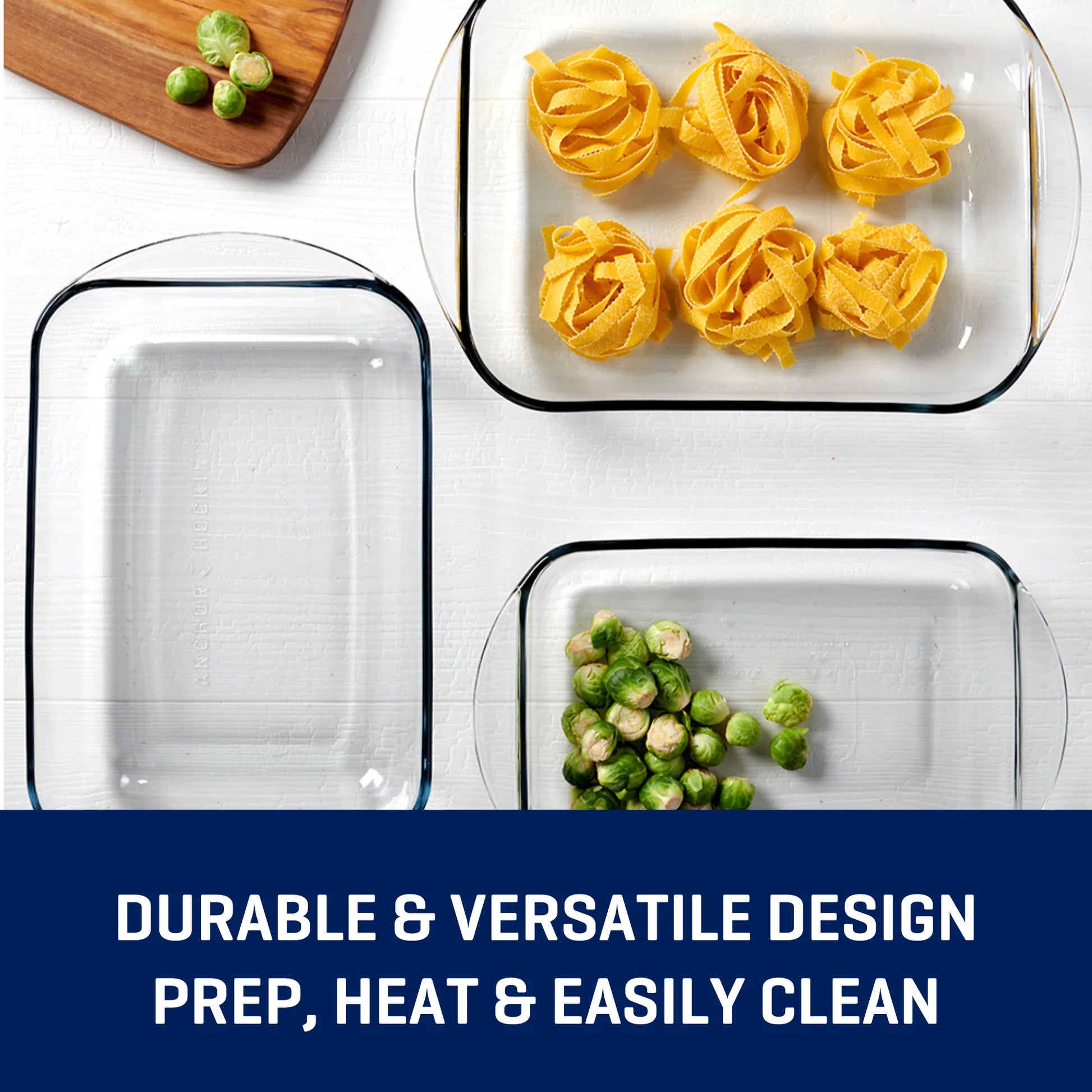 Glass Baking Dish Set, 3 Piece Glass Bakeware Set