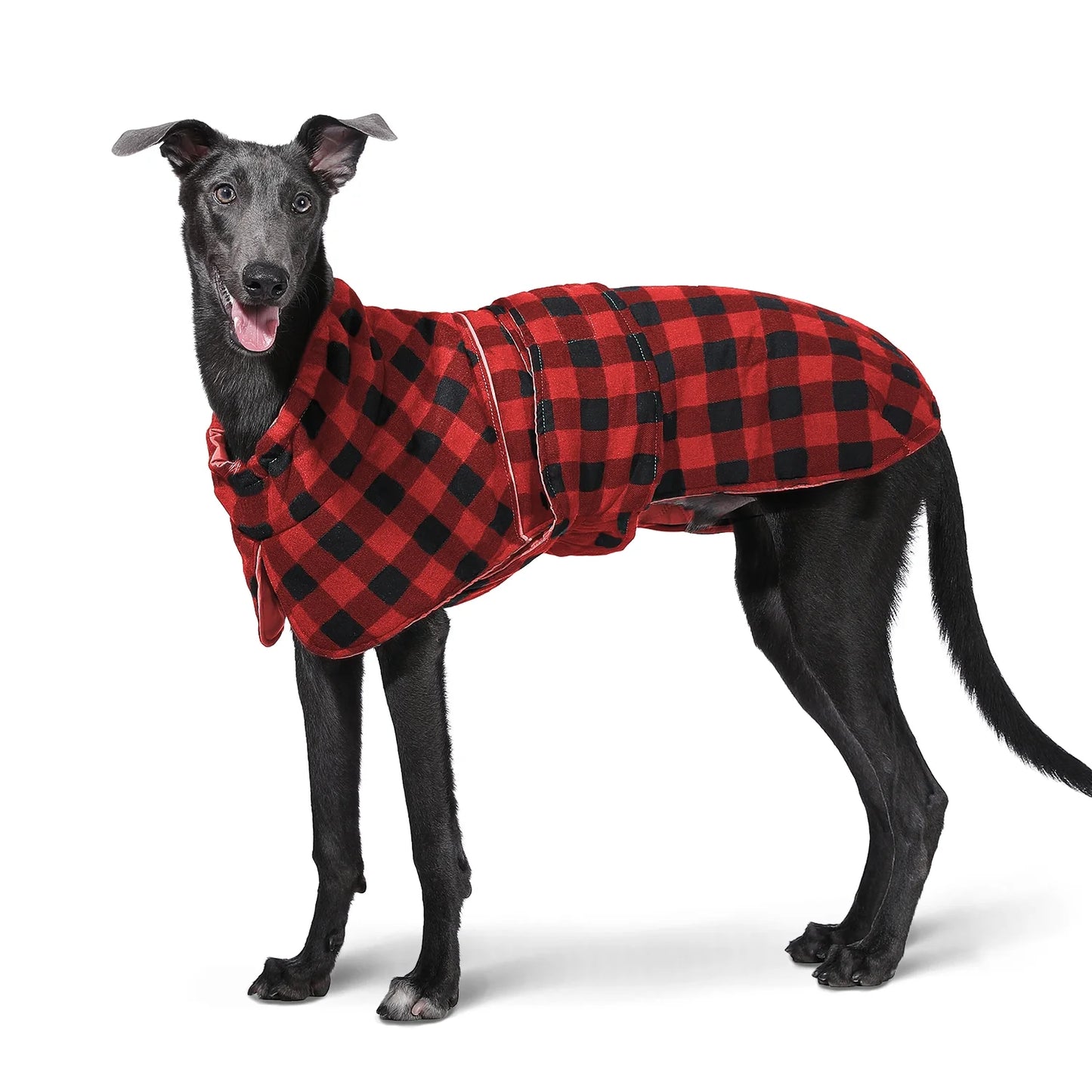 Reversible Plaid Winter Coat for Dogs – Warm Cold Weather Jacket (Sizes XS-3XL) in Red