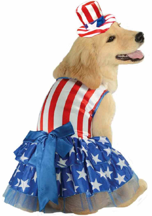 Patriotic Pooch USA Girl July 4Th Fancy Dress up Halloween Pet Dog Cat Costume
