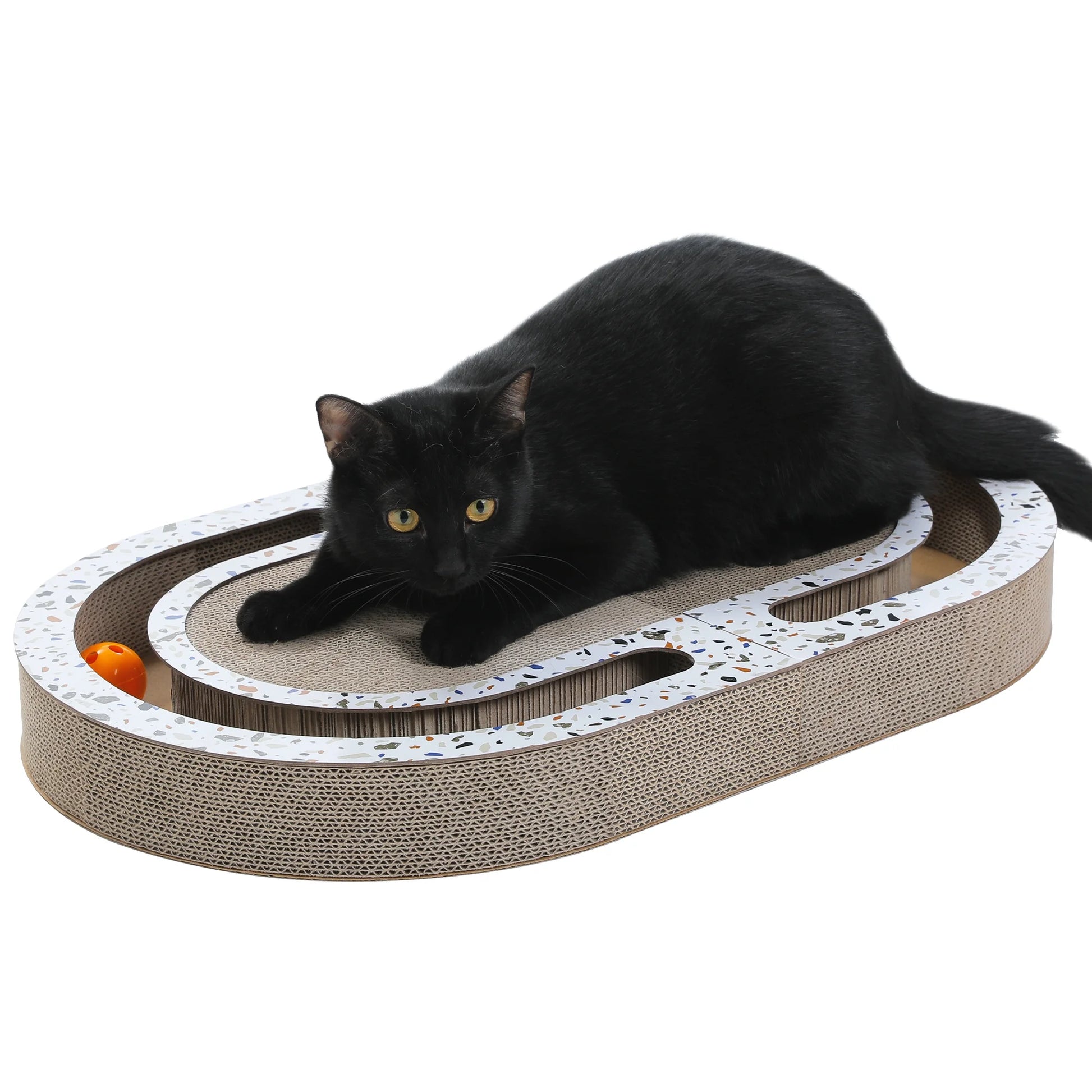 Cardboard Cat Scratcher with Interactive Toy Balls - 22.4" x 13.8" for Indoor Cats