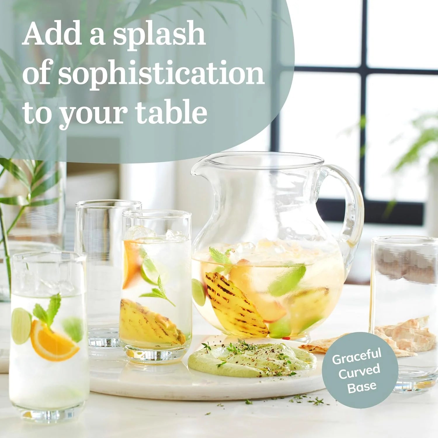 Glass and Rocks Glassware Set, Stylish Lead-Free Glassware 16-Piece Set, Versatile Dishwasher Safe Kitchen Glassware Set for Parties