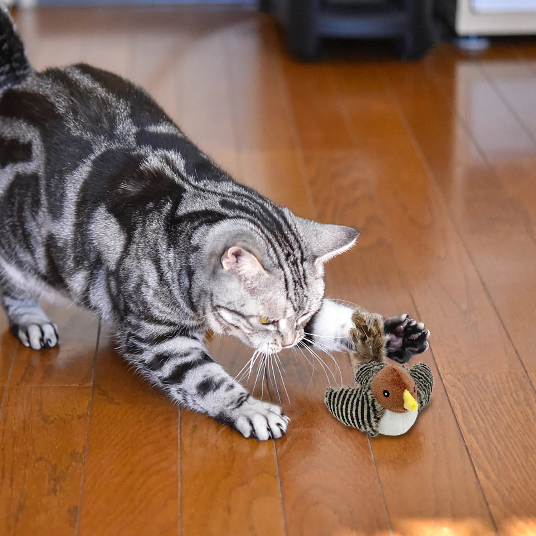 1PCS Cat Toys Chirping Birds with Catnip Silvervine, Interactive Cat Kicker, Lifelike Birdie Tweets, Indoor Play Feather Chew Kitty Kitten Exercise Pet Toys