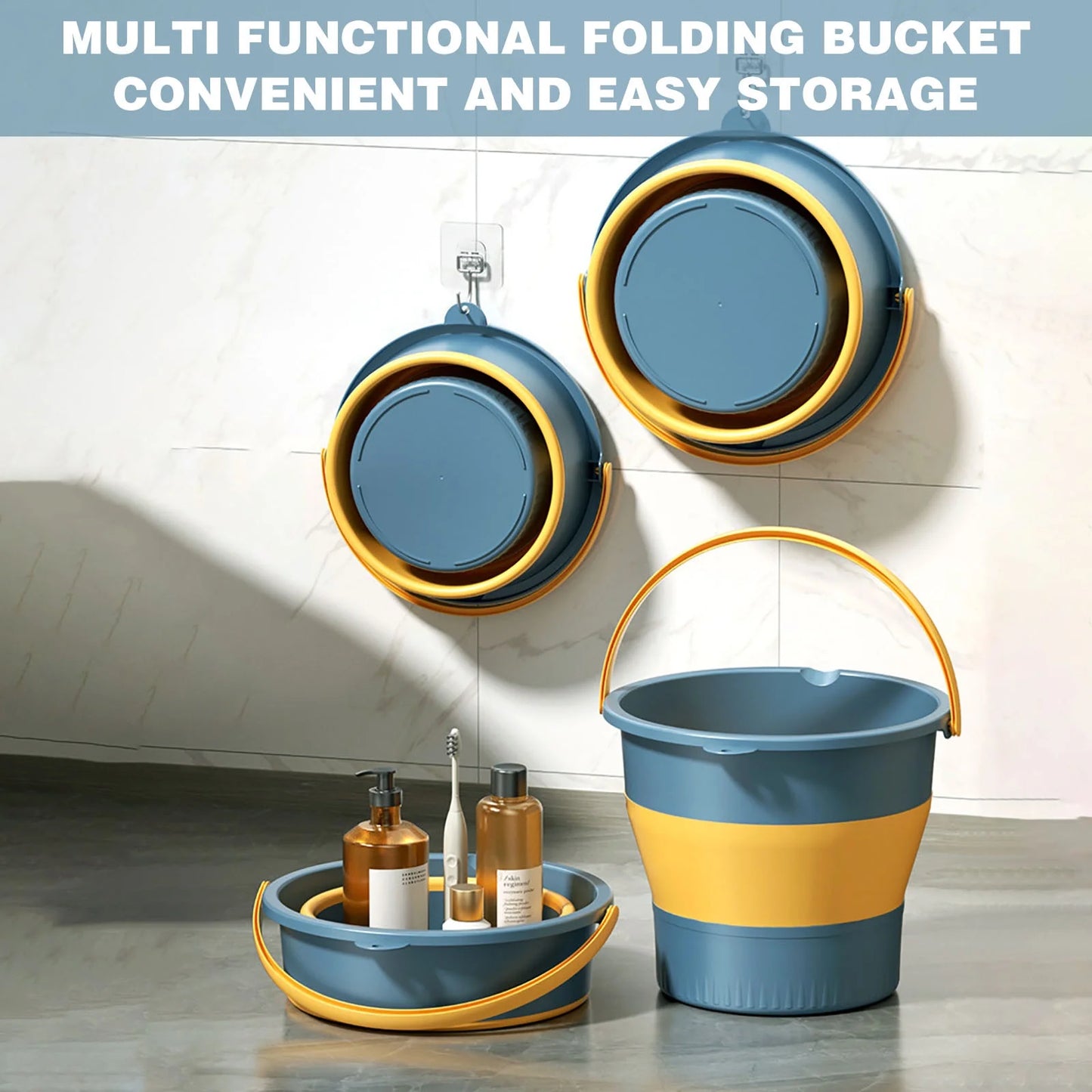 Collapsible Plastic Bucket,Foldable round Tub for House Cleaning,Space Saving Outdoor Waterpot,Portable Fishing Water Pail,For Garden or Camping