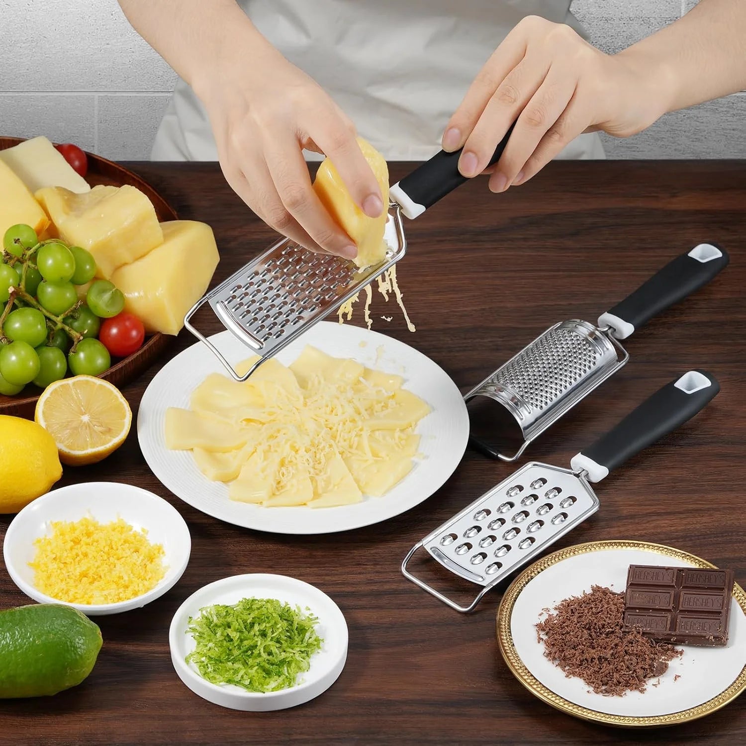 Cheese Grater, 3 Packs Stainless Steel Lemon Zester Grater with Silicone Handle for Cheese, Chocolate, Spices