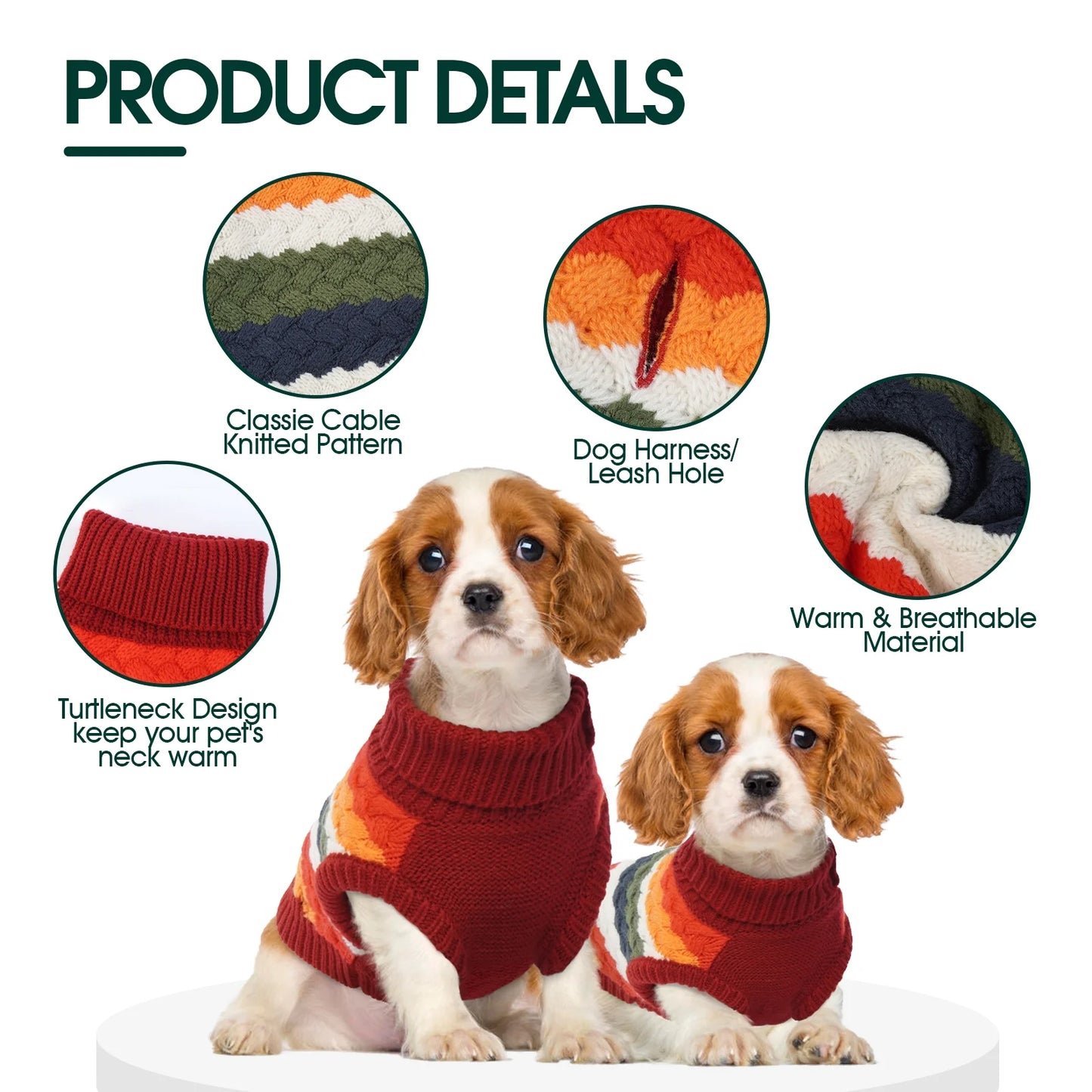 Red Knit Dog Sweater - Soft and Warm Winter Apparel for Dogs and Cats, Size M