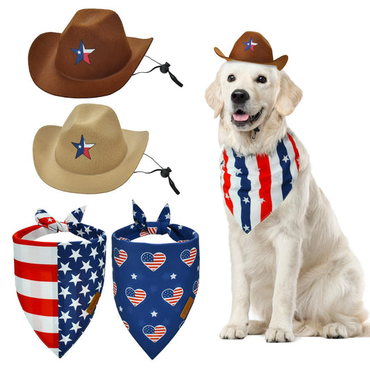 4Th of July Pet Dog Costume - Dog Cowboy Hats with Star Décor Independence Da...