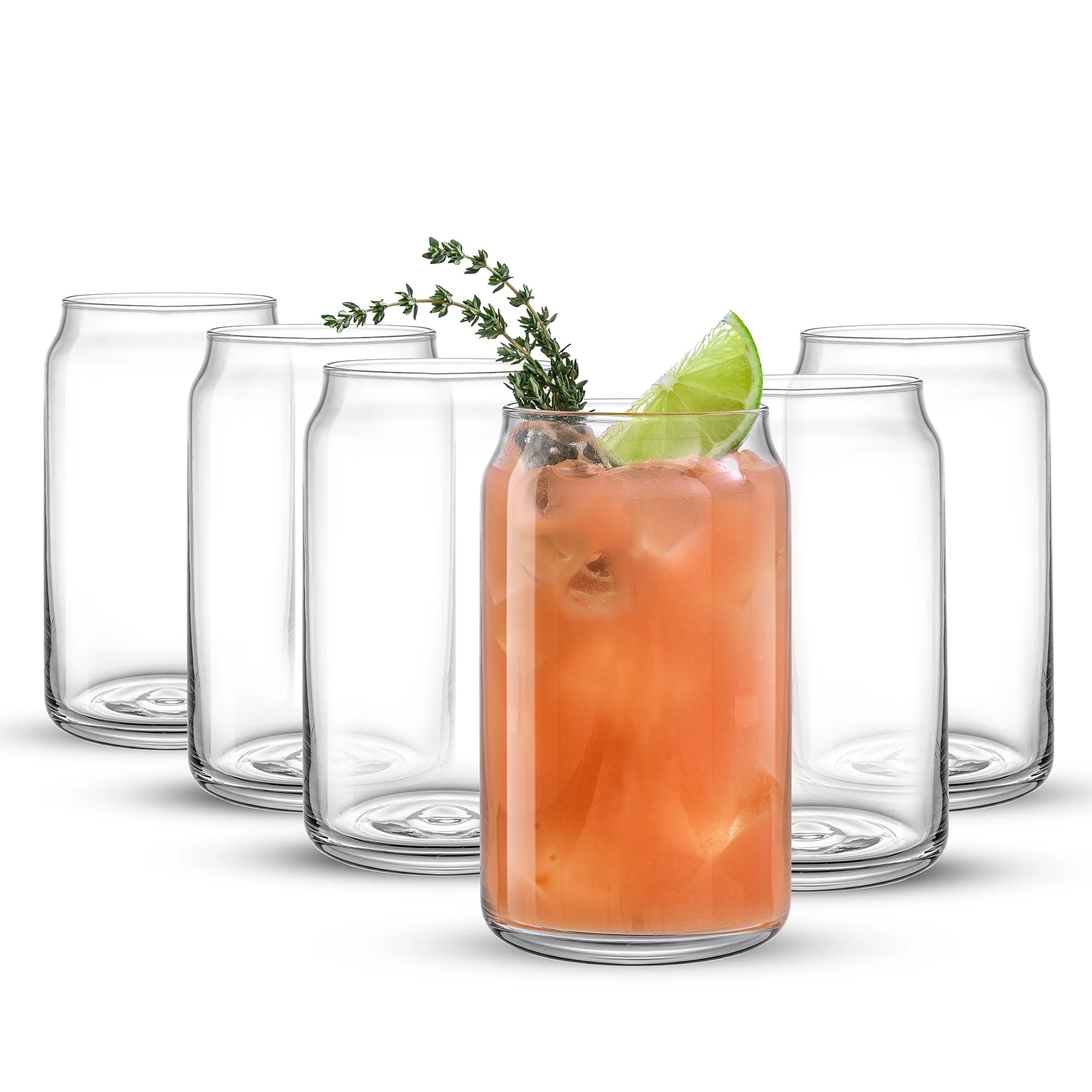 Classic Can Shape Tumbler Drinking Glass - Set of 6, New in Box