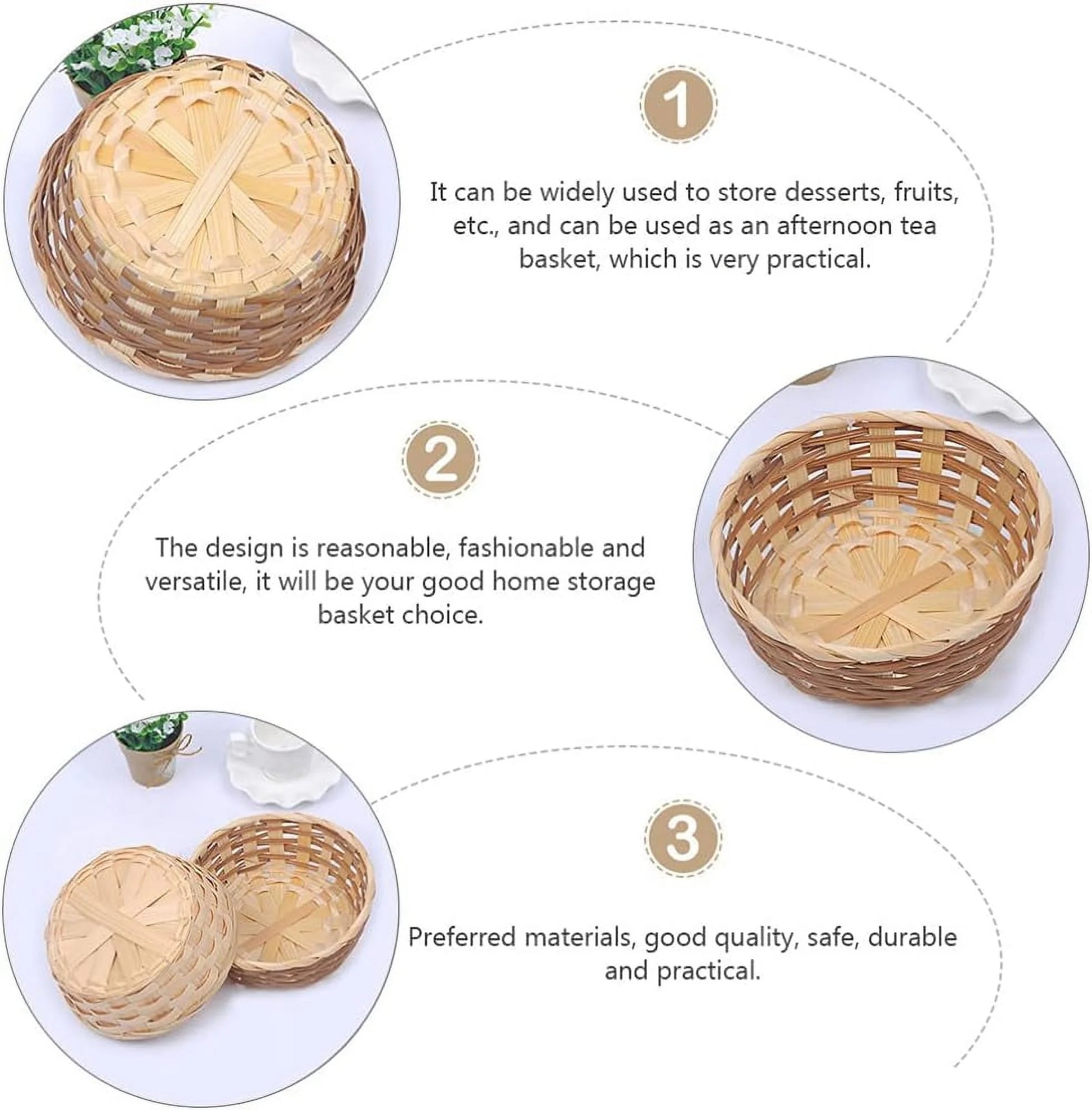 12 Pcs Woven Bread Baskets,Bamboo round Basket Woven Small Baskets for Gifts,Empty Bread Serving Baskets for Food Fruit Woven Bamboo Fruit Tray for Kitchen Restaurant Display Christmas Vegetables