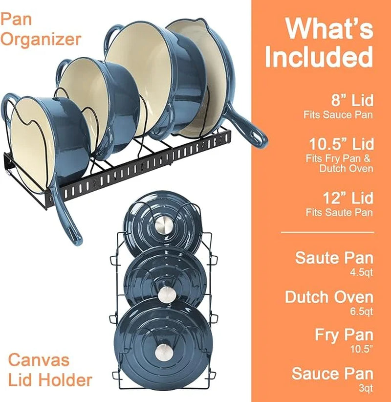 Enameled Cast Iron Cookware Set, 7 Piece Set of Dutch Ovens, Sauce Pan, Skillet, 3 Lids, Dutch Oven Set, Nonstick Ceramic Coated, Gas/Induction Compatible, PFA Free, Come with Organizer, Navy