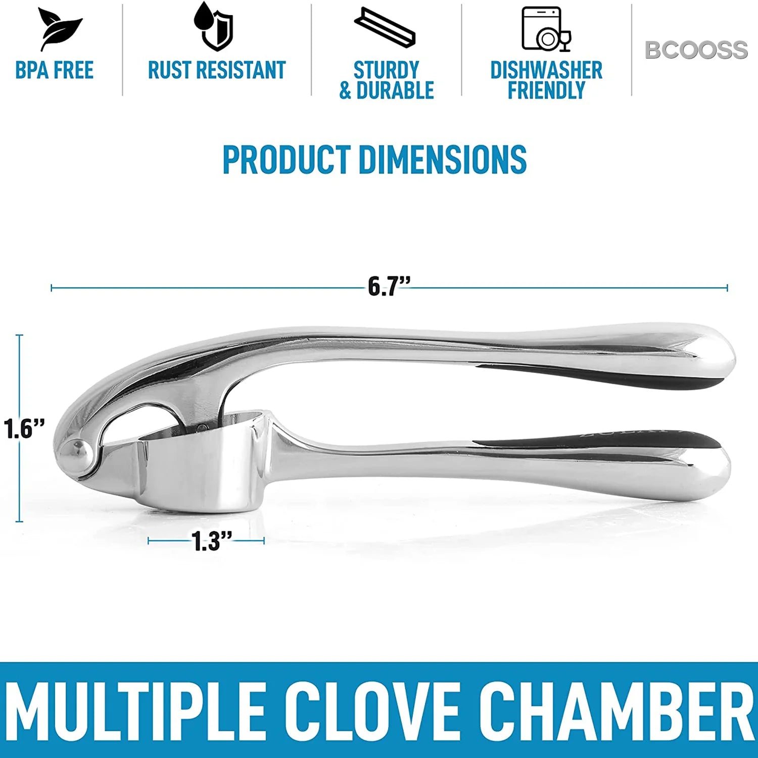 Garlic Press and Mincer Stainless Steel Easy Squeeze Pressed Garlic Crusher with Handle