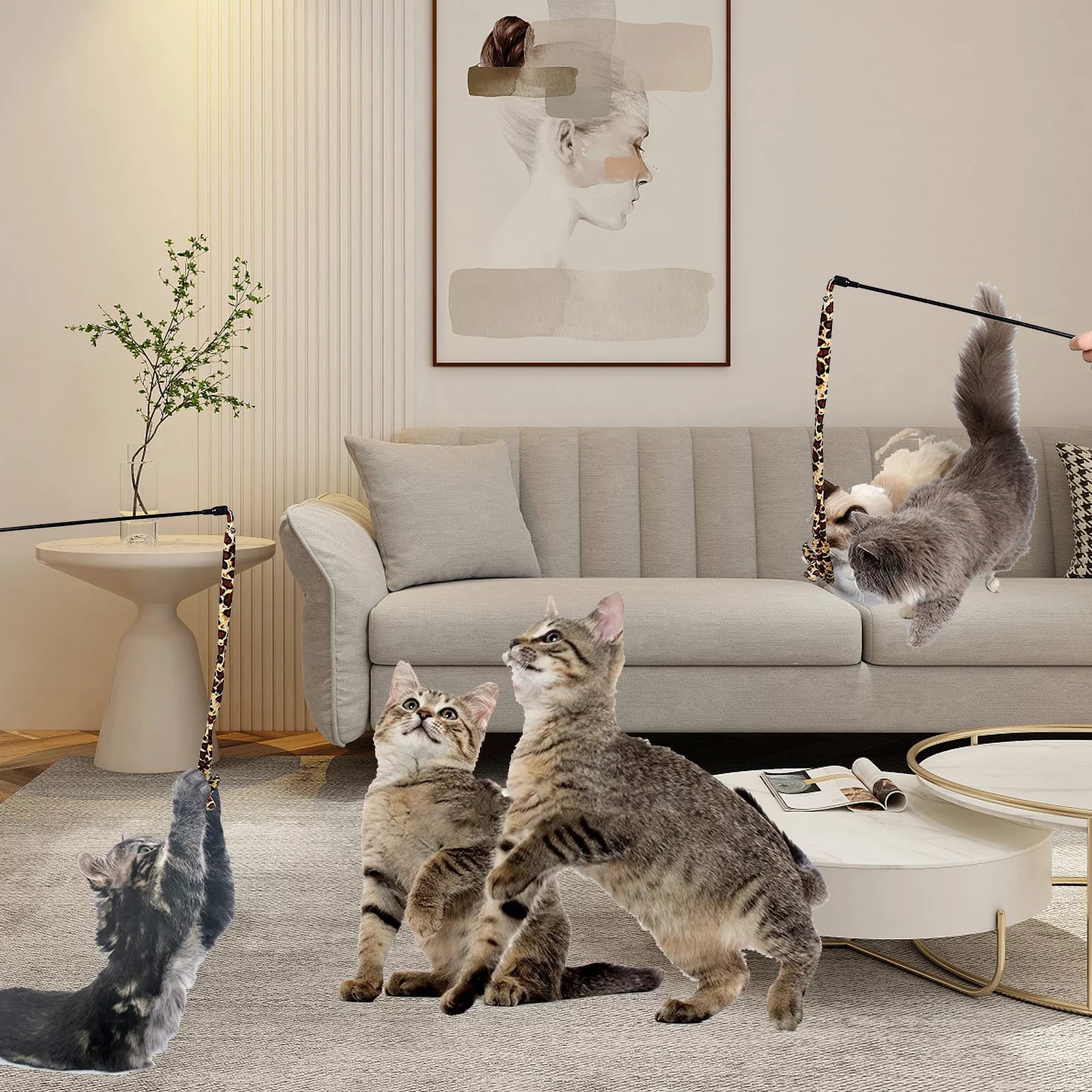 21-Piece Interactive Cat Toy Assortment with Tunnel, Teasers, Fluffy Mice, and Crinkle Balls