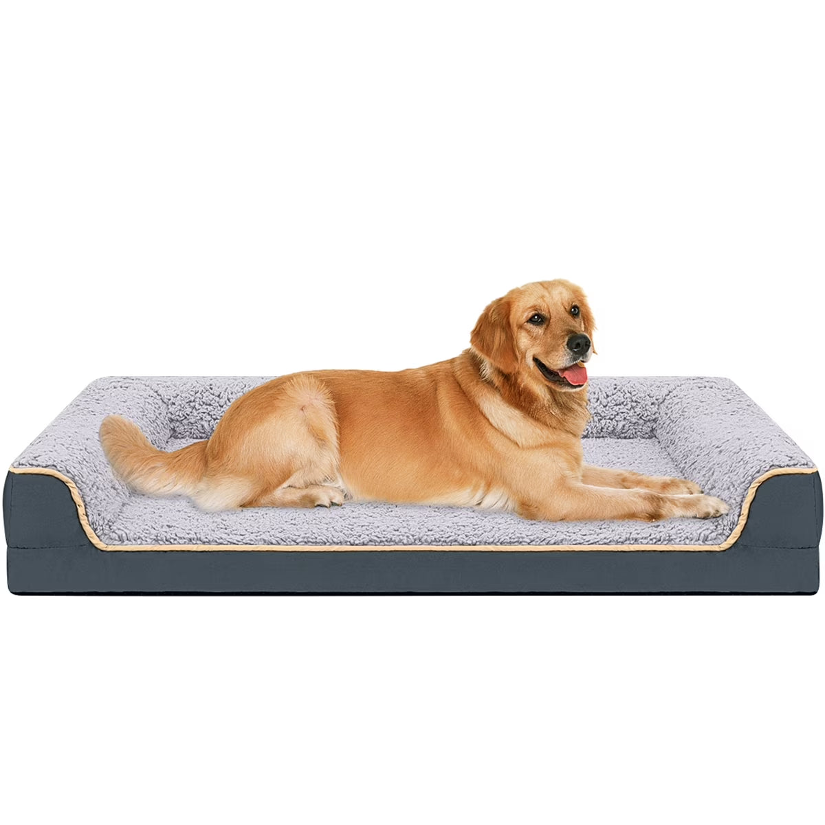 Orthopedic Dog Sofa Bed for All Sizes - Non-Slip Pet Couch with Removable Washable Cover and Supportive Egg Crate Foam, Dark Gray