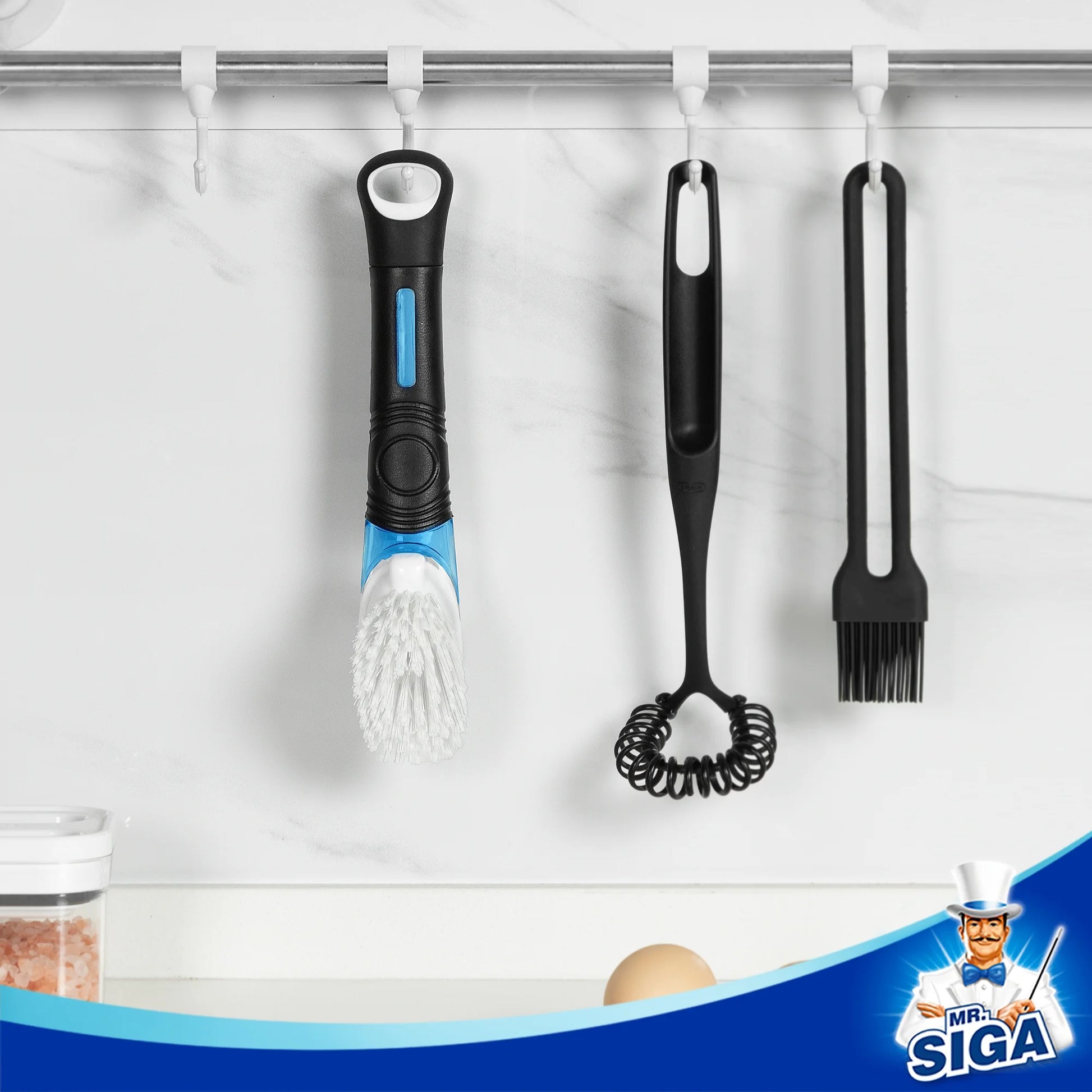 Soap Dispensing Dish Brush, Kitchen Pot Brush,Black