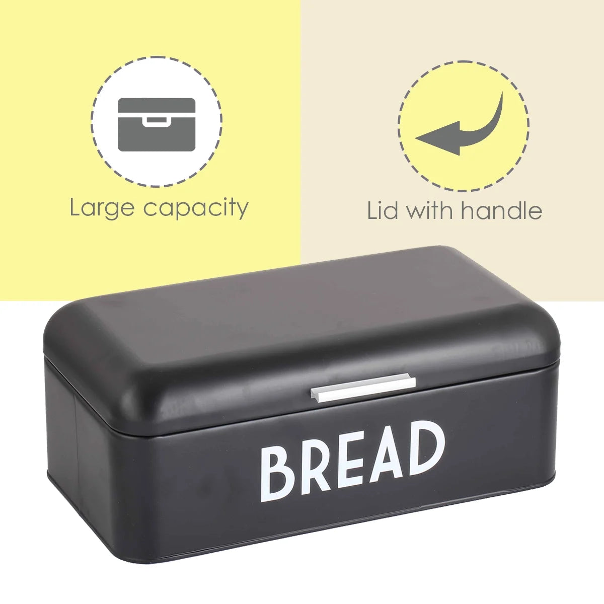 Metal Bread Box, Black