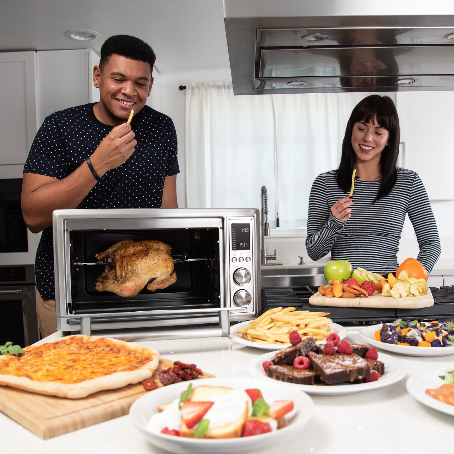 9-Slice Smart Ceramic Air Fryer Toaster Oven, Stainless Steel, Silver