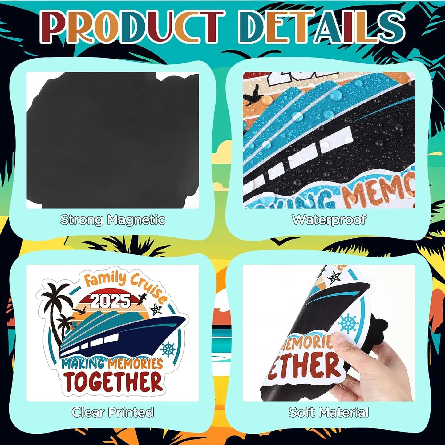 2025 Family Cruise Door Decorations - Magnetic Stickers and Decals for Cruise Ships, Cars, and Refrigerators