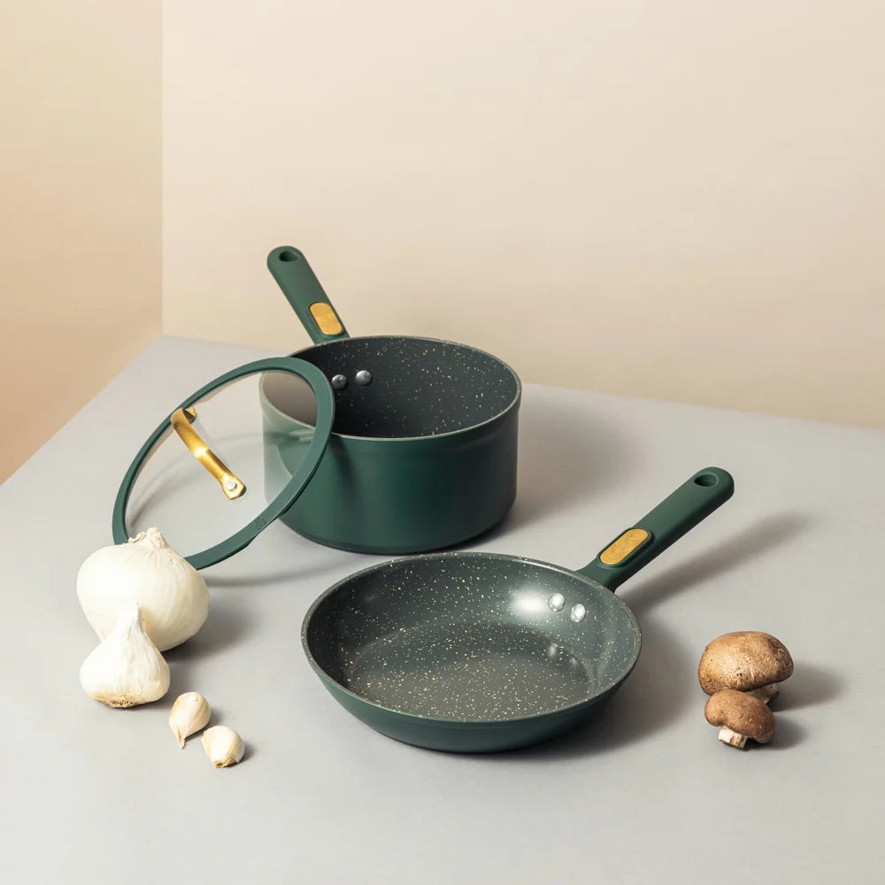 12-Piece Hunter Green Non-Stick Granite Cookware Set
