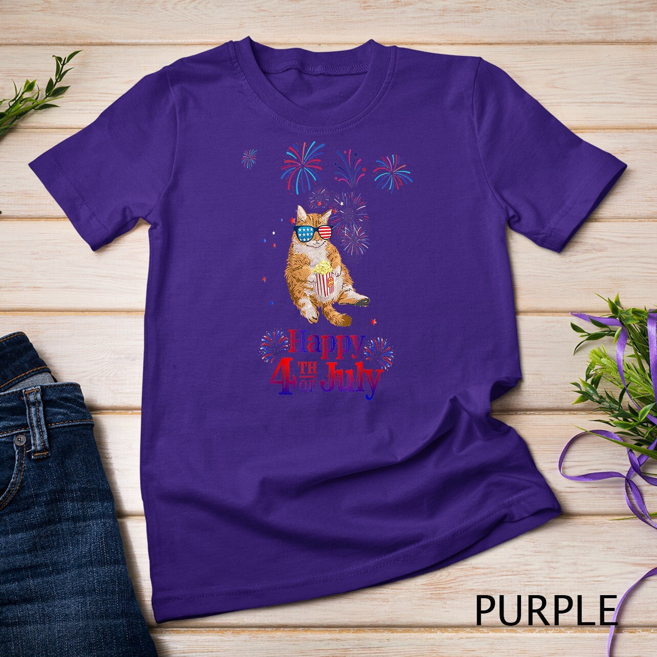 Patriotic Cat Shirt Happy 4Th of July T-Shirt Unisex T-Shirt