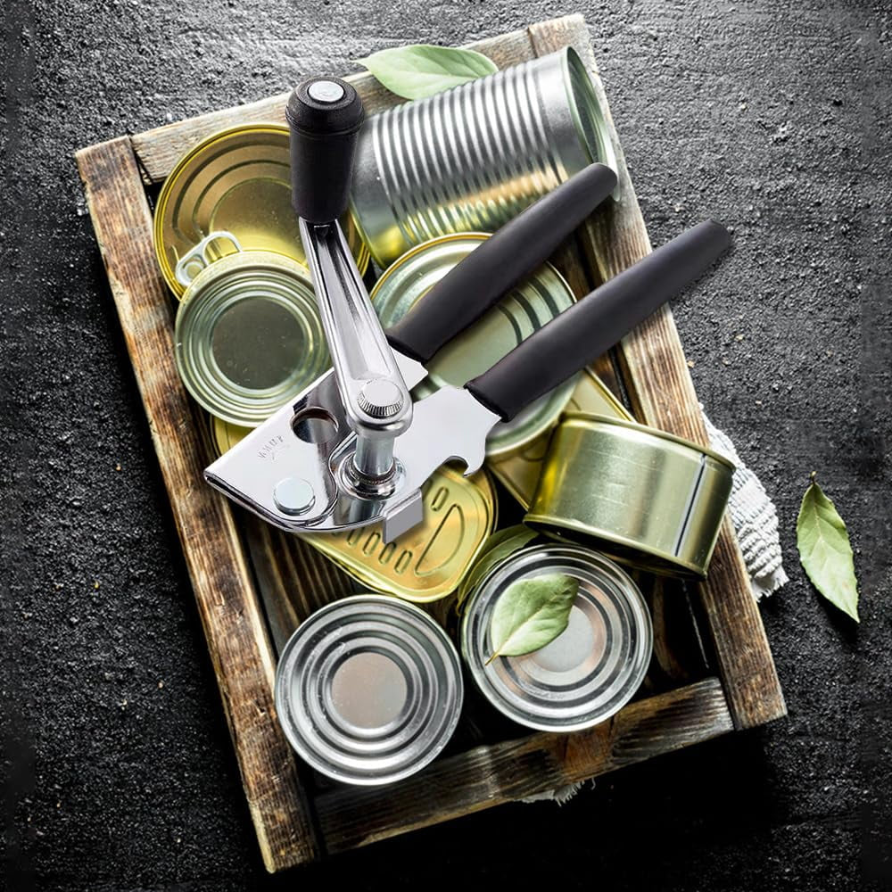 Manual Crank Can Opener,Heavy Duty Commercial with Rubber-Coated Handles