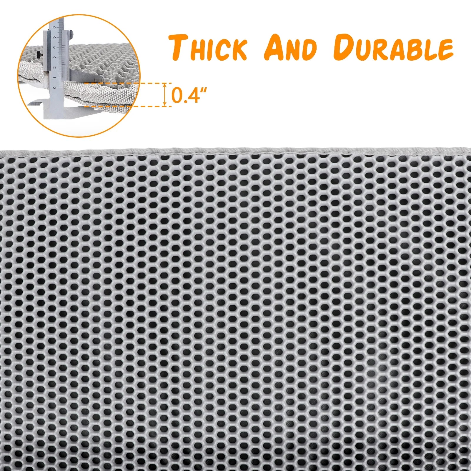 Cat Litter Mat - 24 x 15 Inch Honeycomb Design, Easy to Clean, Soft on Paws, Non-Slip, Waterproof (Gray)