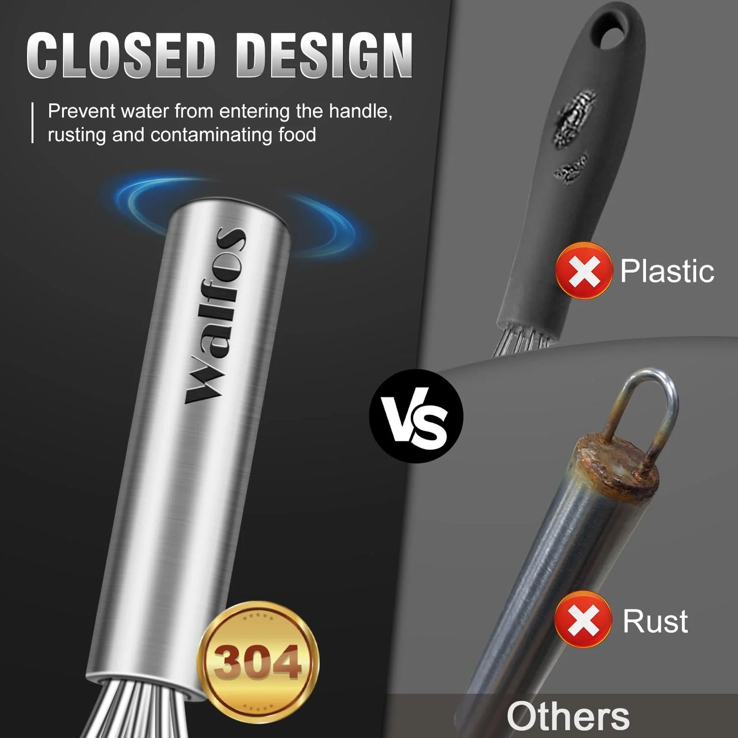 Whisk,304 Stainless Steel Whisk,No-Rust 7+9+11Inch Whisks for Cooking Nice for Blending,Whisking,Beating.Heat Resistant 600°F Dishwasher Safe. Heavy Duty Kitchen Whisk.17.7+22.8+27.9Cm -SILVER