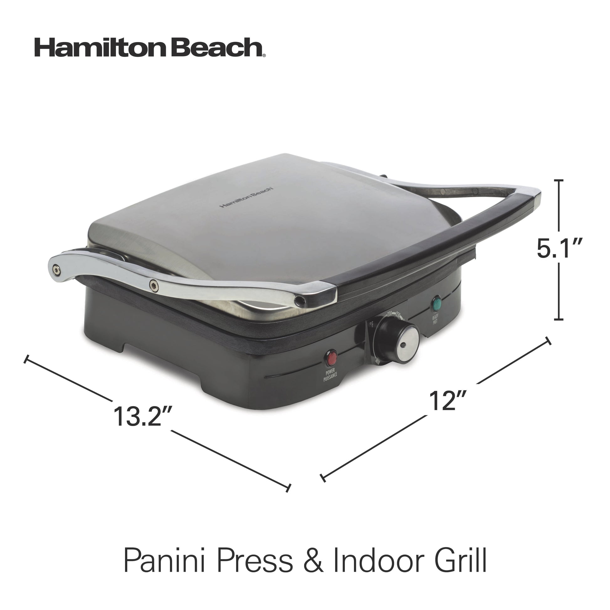 Indoor Grill and Panini Press 2 in 1, Nonstick Plates, Stainless Steel