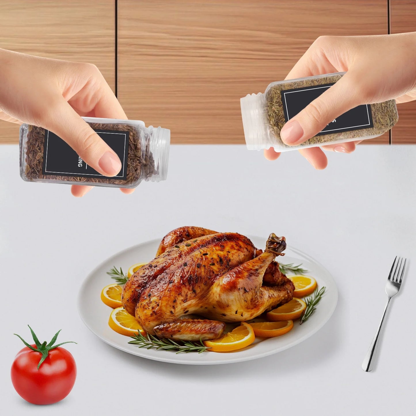 12Pcs 4Oz Glass Spice Jars with Shaker Lids, Labels, a Handy Funnel, Empty Spice Containers and Square Spice Bottles for Kitchen and Seasoning