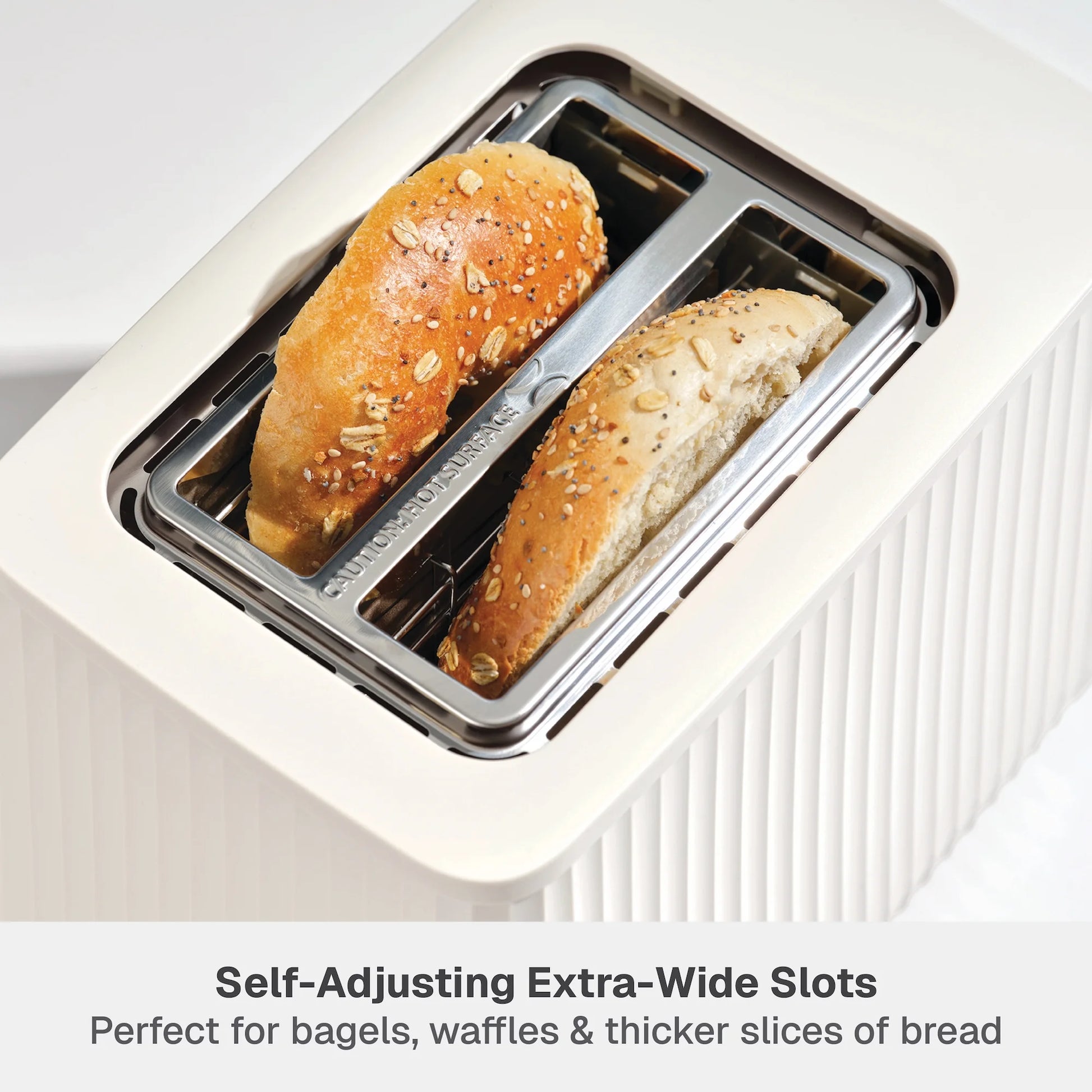 2-Slice Toaster with Extra-Wide Slots and Removable Slide-Out Crumb Tray, Sand White