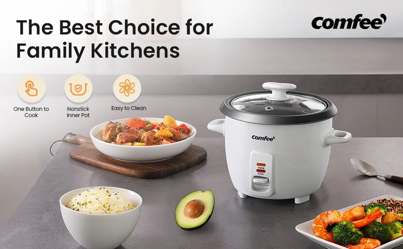 Rice Cooker, 6-Cup Cooked/3-Cup Uncooked, Removable Non-Stick Bowl, White, New