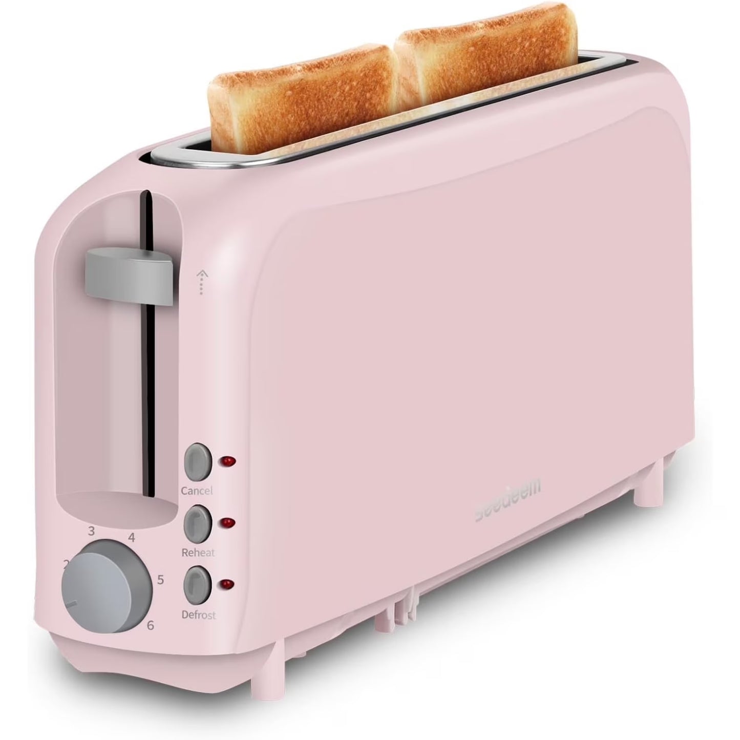 2-Slice Slim Toaster with 6 Shade Settings, Cancel, Reheat, Defrost Functions, 10" Long Slot, Auto Shut Off, and Removable Crumb Tray in Black