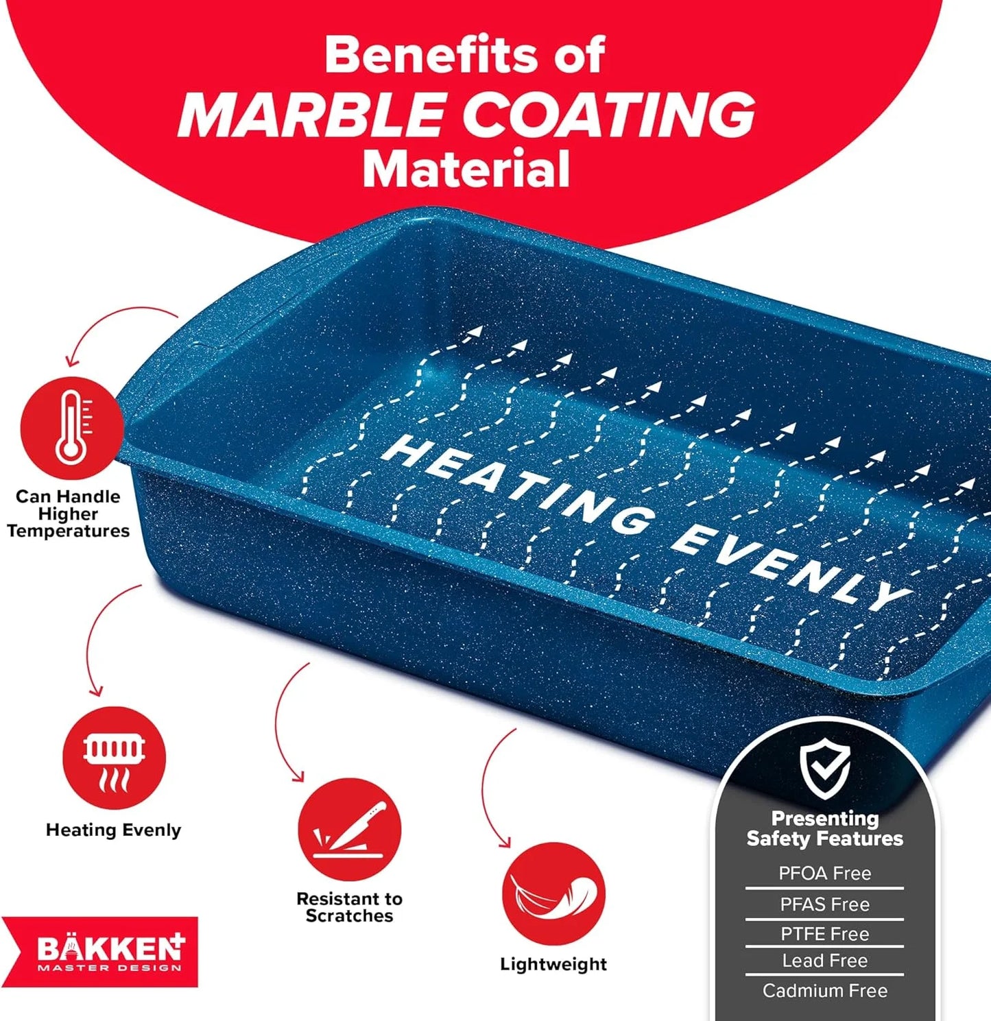 10-Piece Bakeware Sets, Nonstick Carbon Steel Baking Sheet & Pans, Stackable Space-Saving Bakeware, Stain-Resistant, Oven Safe (Up to 450°F), Blue Marble