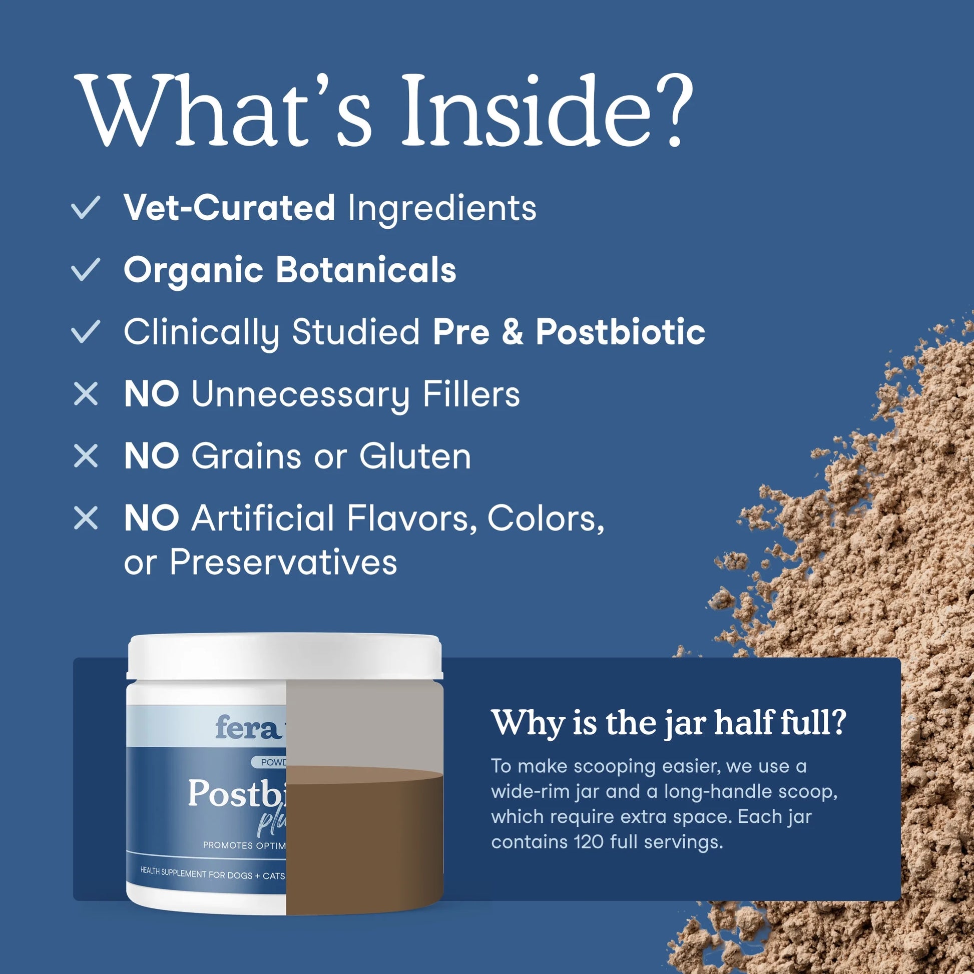 Postbiotics Plus Powder for Dogs and Cats - Promotes Gut Health and Immune Support - 120 Scoops