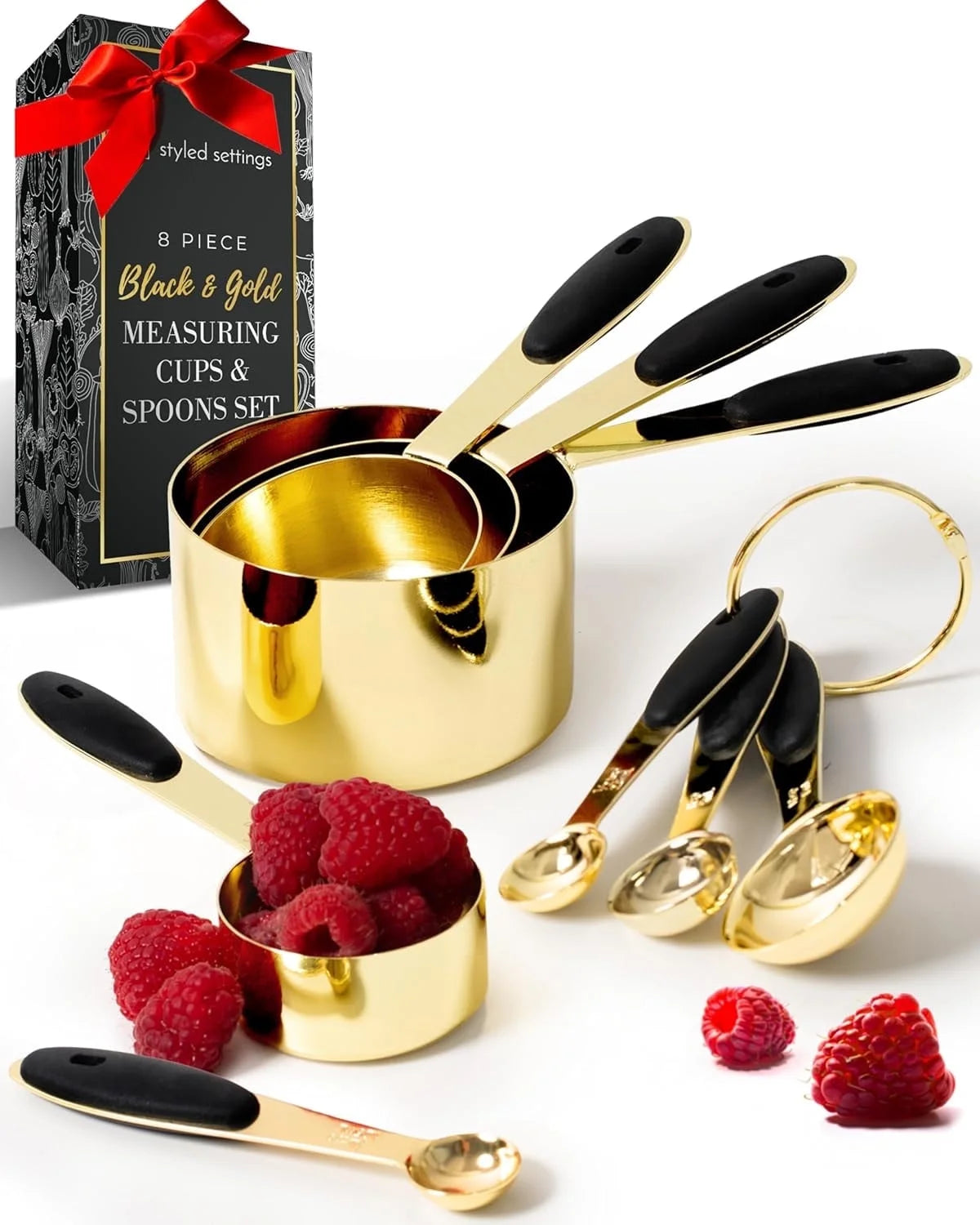 Black and Gold Measuring Cups and Spoons Set - Thumbnail 2