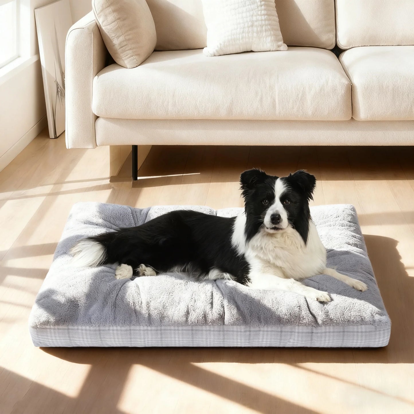 35-Inch Washable Dog Bed for Large Breeds with Anti-Slip Base and Durable Zipper, Ideal Pet Pad for Crates and Large Puppies