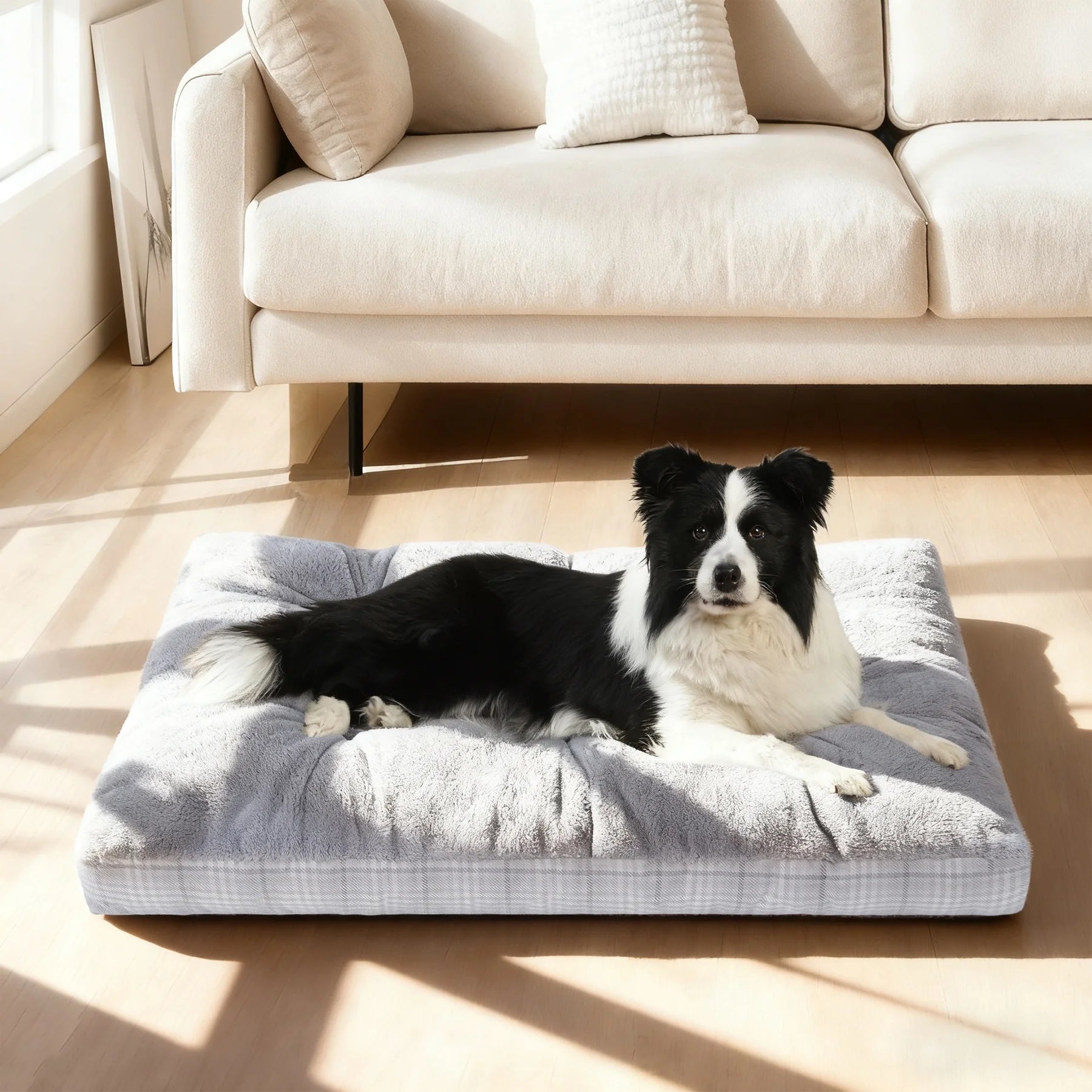 35-Inch Washable Dog Bed for Large Breeds with Anti-Slip Base and Durable Zipper, Ideal Pet Pad for Crates and Large Puppies