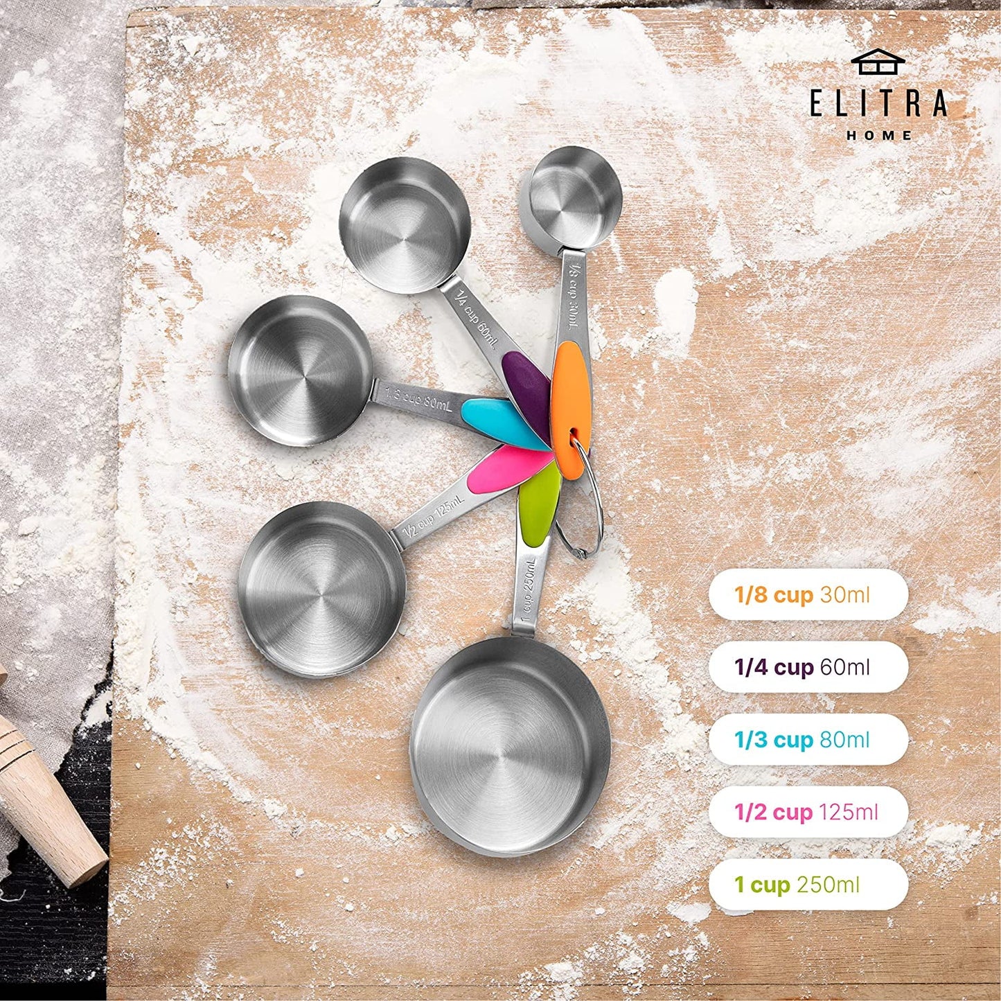 13 Pieces Measuring Cups and Spoons Set, Includes 10 Stainless Steel Measuring Spoons and 3 Plastic Measuring Cup