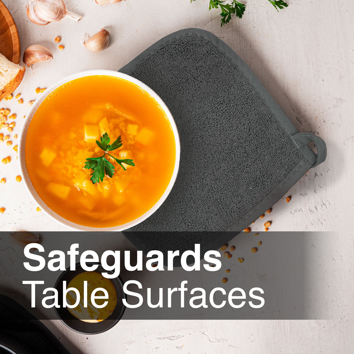 4-Pack Terry Pot Holder Set, Graphite