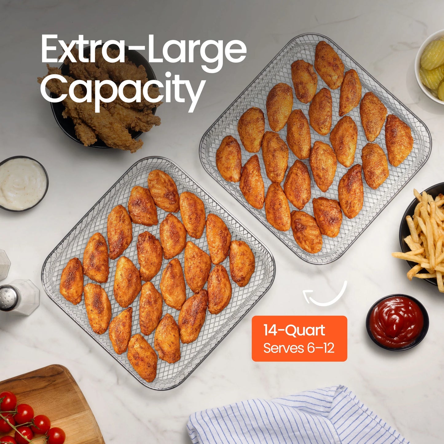 14-Quart Multi-Function Air Fryer Oven with Rotisserie, Dehydrator, and Temperature Probe in Stainless Steel