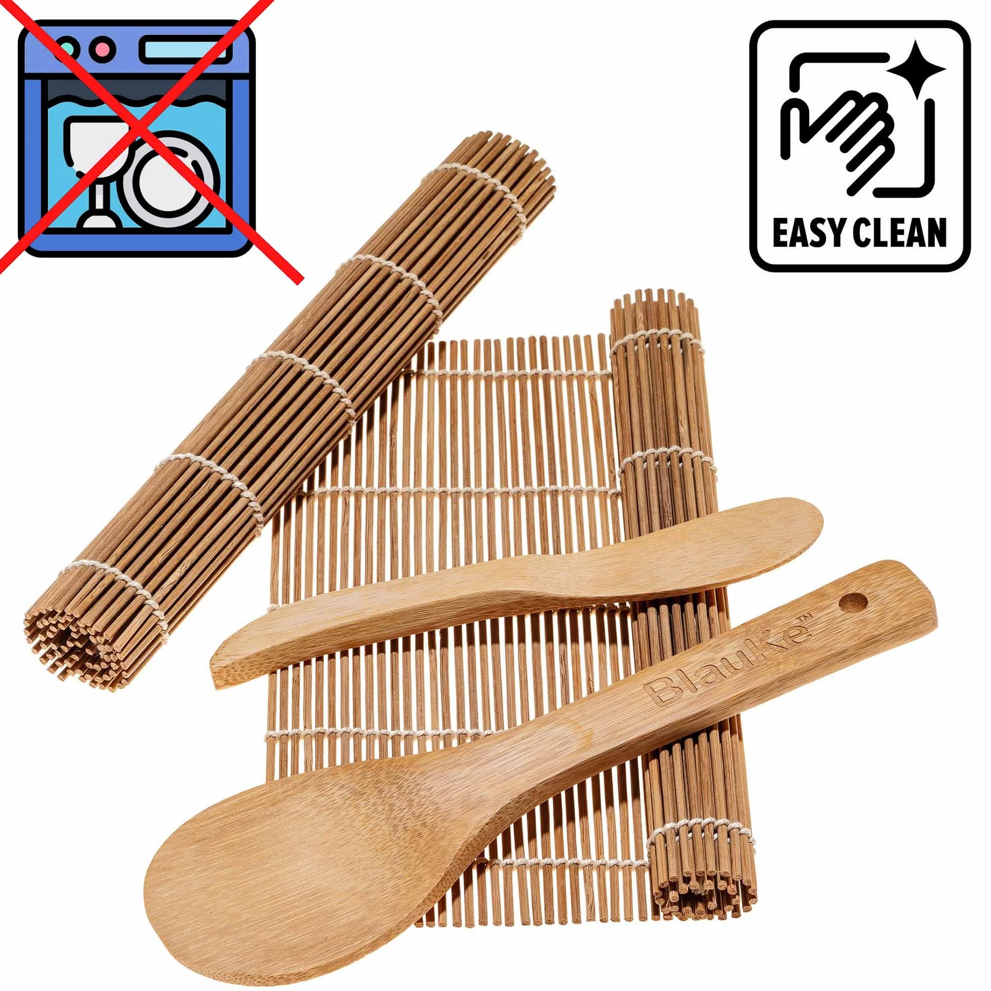 ® Sushi Making Kit – 2 Bamboo Sushi Rolling Mats, 5 Pairs Chopsticks, Rice Paddle, Spreader – Beginner Sushi Maker Kit with Roller Mat and Accessories
