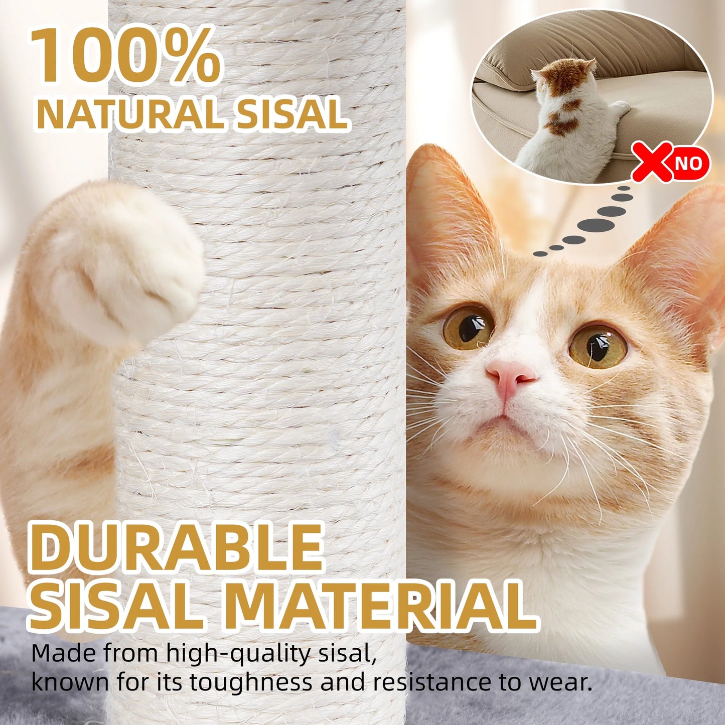 37.4-Inch Cat Tree Tower with Scratching Posts, Activity Center, Cat Condo, and Dual Hammocks in Grey