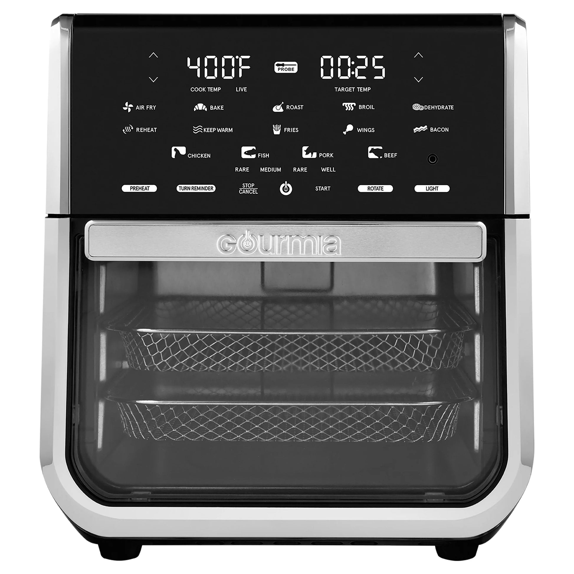 14-Quart Multi-Function Air Fryer Oven with Rotisserie, Dehydrator, and Temperature Probe in Stainless Steel
