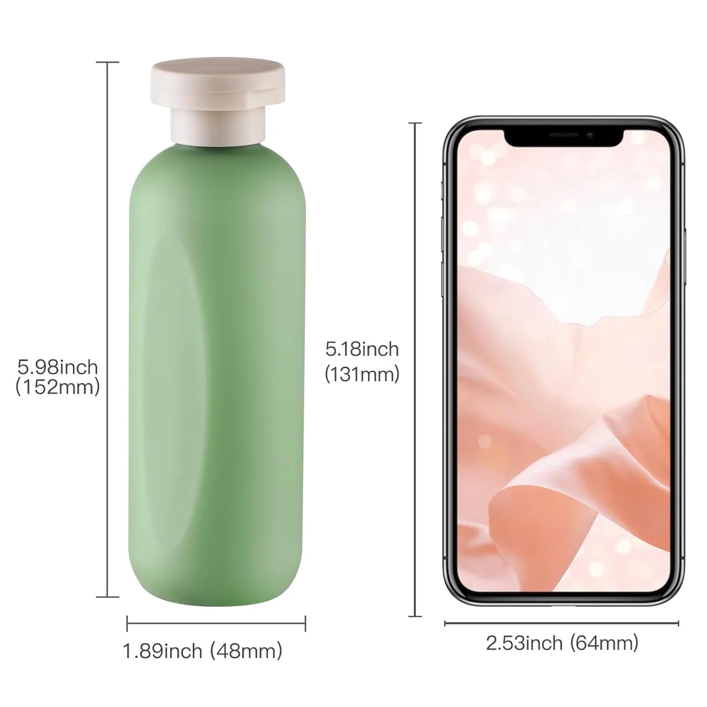 6.7Oz Travel Shampoo Bottle, Empty Plastic Squeeze Bottles with Flip Cap, 4PCS Lotion Container for Toiletries (200Ml, Green)
