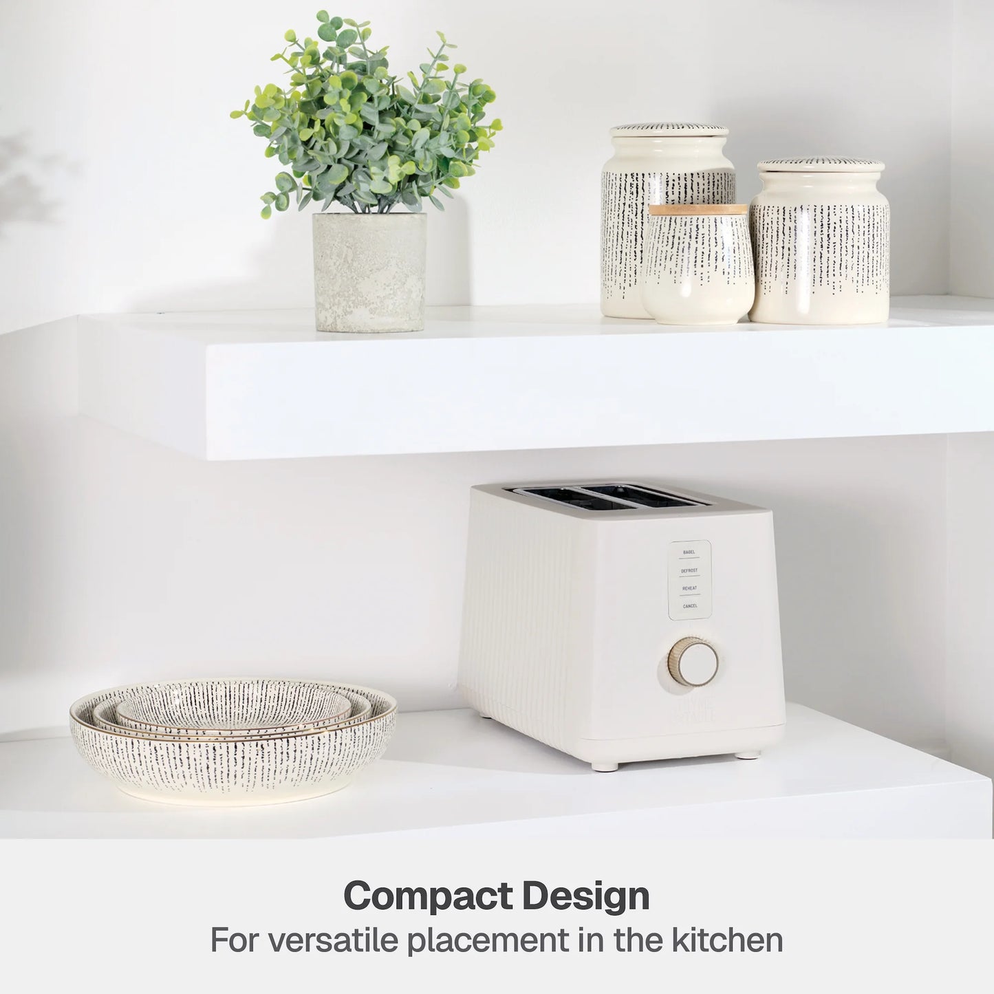 2-Slice Toaster with Extra-Wide Slots and Removable Slide-Out Crumb Tray, Sand White